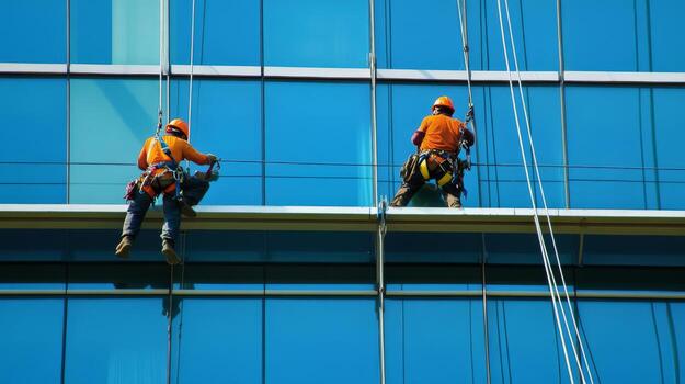Home two window cleaners suspended from ropes on a tall building photo.jpeg